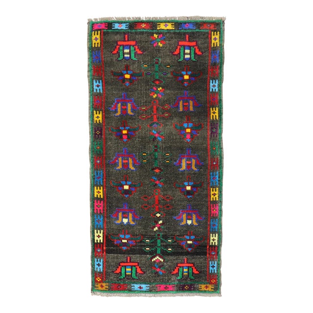 Vintage Mini Turkish Mat Rug For Sale