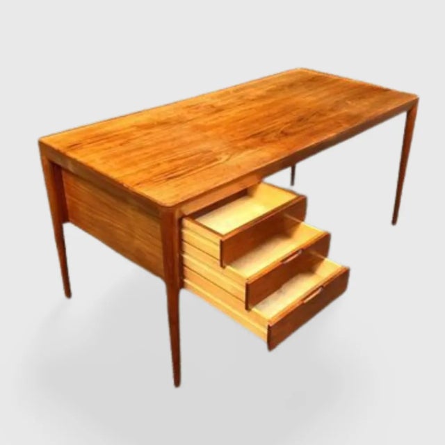 Mid-Century Modern Teak Desk by E.R. Hansen / Haslev for Haslev Møbelsnedkeri, 1950s For Sale - Image 3 of 12