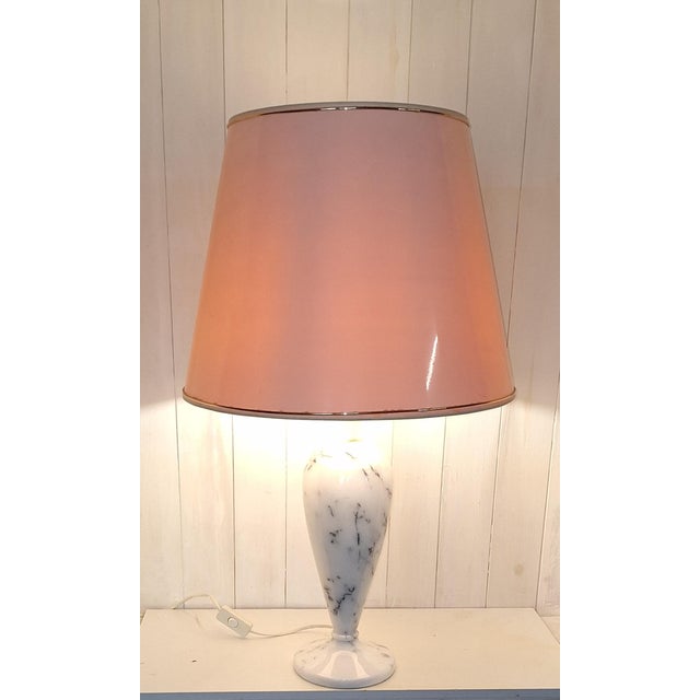 Cream Vintage Table Lamp with White Marble Base by Denz, 1970s For Sale - Image 8 of 8