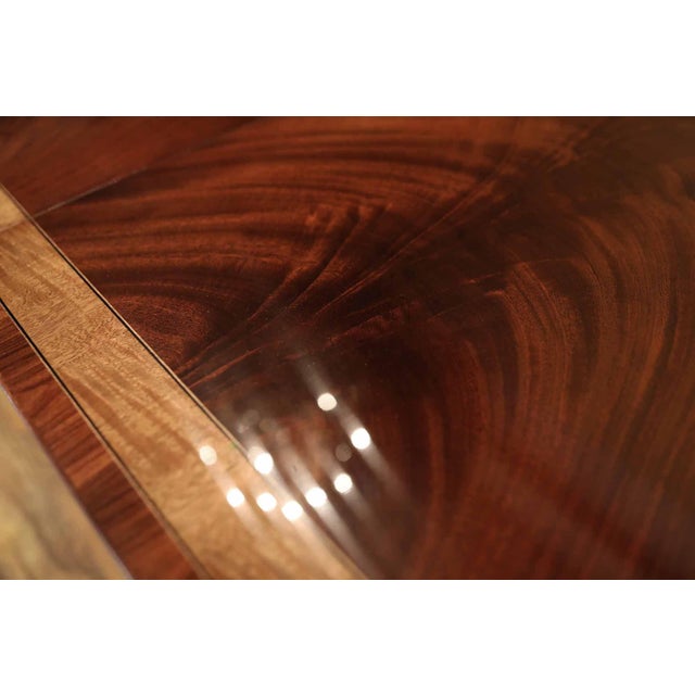 Extra Long 88" to 160" Dining Table With Flame Mahogany and Satinwood Banded Inlay by AntiquePurveyor For Sale - Image 9 of 11
