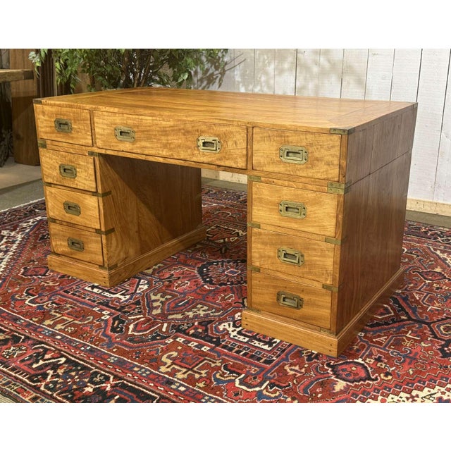 Indian Marine Flat-Top Desk in Mahogany, 1980s For Sale - Image 9 of 18