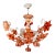 Vintage Italian Murano Style Amber Brown Floral Chandelier - Porcelain Body With Crystal Teardrops For Sale