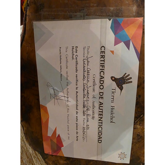 Handmade Indigenous Mexican Folk Art | Certificate Included Striking, museum-quality Huichol (Wixárika) beaded jaguar wall...