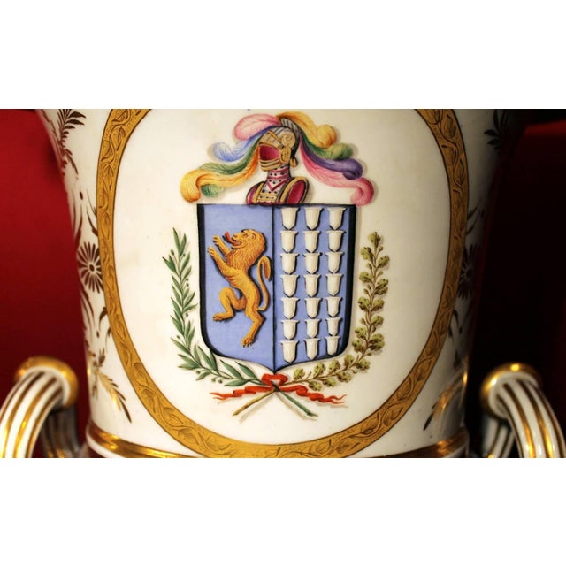 19th Century Italian Ginori Glazed and Parcel Gilt Porcelain Armorial Vase For Sale - Image 11 of 17