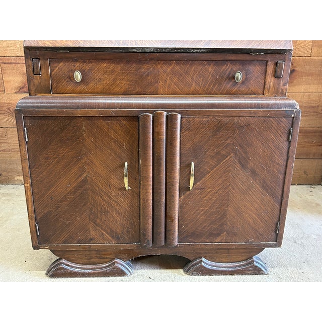 1930s Art Deco Waterfall Drop-Front Secretary Desk For Sale In Atlanta - Image 6 of 9