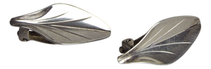 Modernist Sterling Silver Leaf Earclips from Hermann Siersbøl, 1950s, Set of 2
