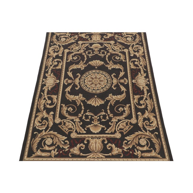 2010s 1980s Rug & Kilim’s Aubusson Style Flatweave in Brown With Medallion & Floral Patterns For Sale - Image 5 of 7