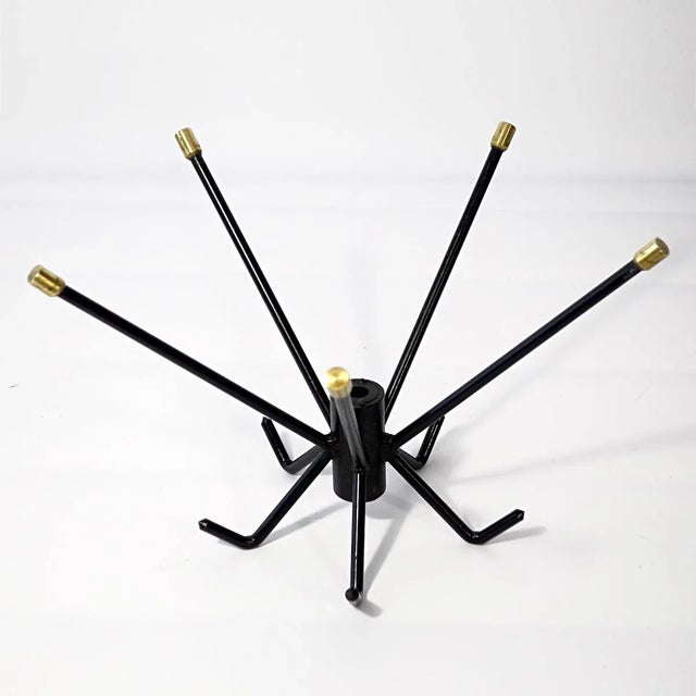 1950s Mid-Century Black Metal & Brass Sputnik Style Coat Stand, 1950s For Sale - Image 5 of 9