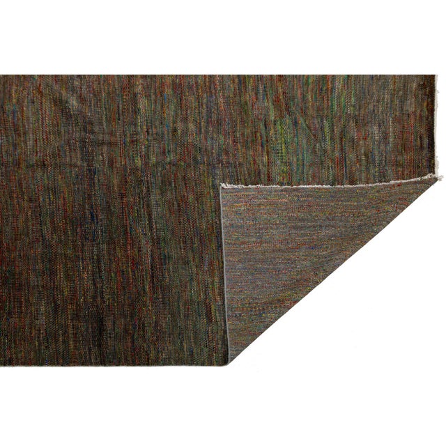 Abstract Savannah Modern Multi-Tone Abstract Hand-Knotted Indian Wool Rug 13x20 For Sale - Image 3 of 7