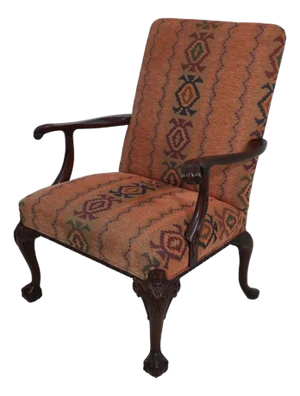 Southwood Carved Mahogany Chippendale Style Library Chair