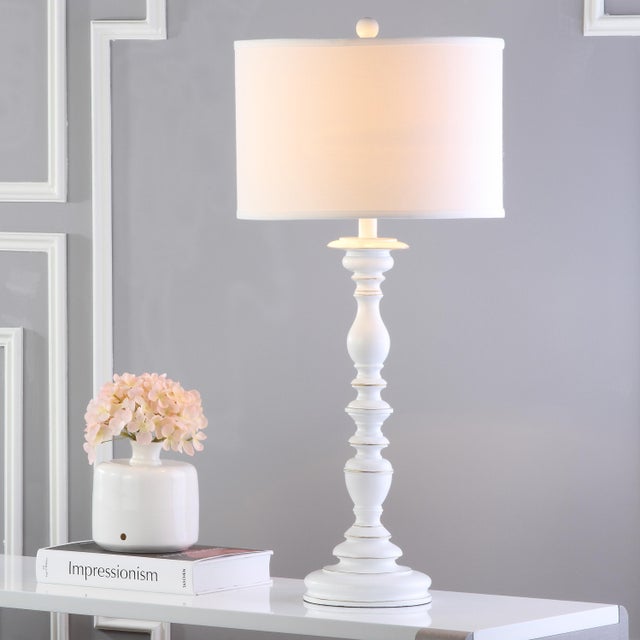 32.5 Inch H Candlestick Table Lamp in Cream - a Pair For Sale - Image 4 of 7