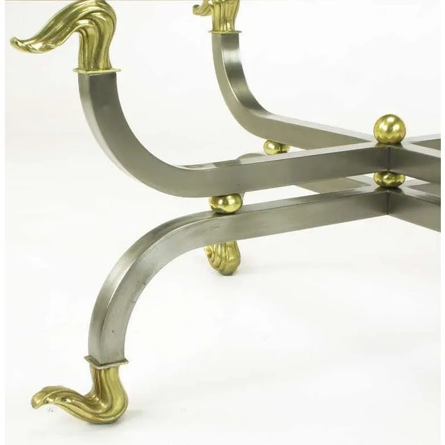 1960s Regency Brass & Gunmetal Coffee Table For Sale - Image 5 of 8