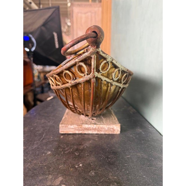 Mid 20th Century Vintage Wrought Iron and Copper Decorative Centerpiece Bowl / Jardinière For Sale - Image 5 of 13