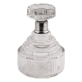 Vintage 20th Century Art Deco French Silver-Mounted Cut Glass Decanter For Sale