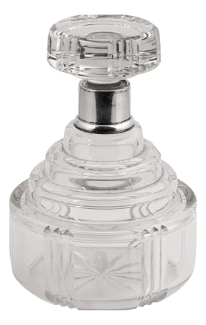 Vintage 20th Century Art Deco French Silver-Mounted Cut Glass Decanter