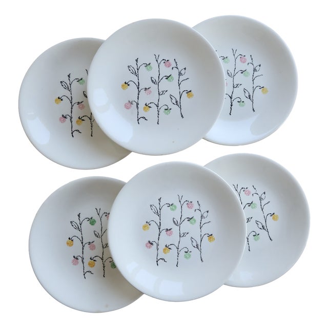 Vintage Earthenware Dinner Plates with Marie-Claire Pattern from Gien, 1950s, Set of 6 For Sale