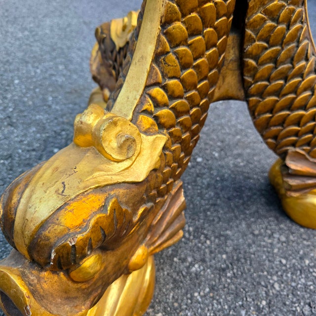 Monumental Chinese Chippendale Style Carved Giltwood Opposing Dragon Center/Breakfast Table With 48-Inch Glass Top, Mid-20th Century For Sale - Image 15 of 17