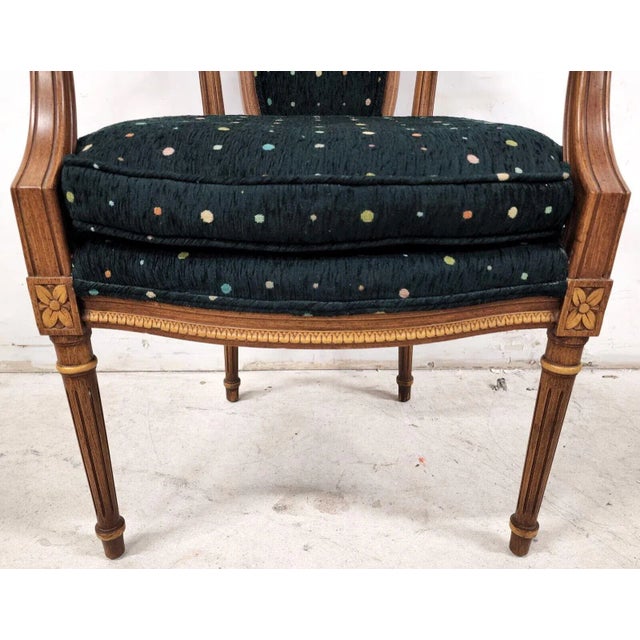 Forest Green Vintage Italian Renaissance Directoire Desk Dining Accent Armchair For Sale - Image 8 of 13