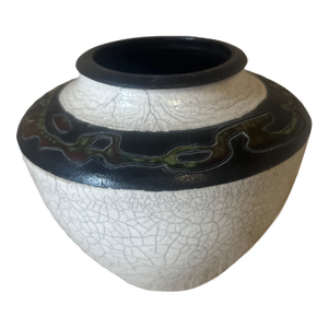 Vase --1970s Large Round Raku Vase