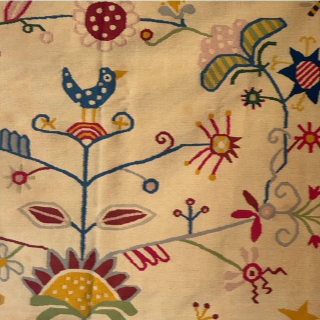 Large Beige Indian Rug with Floral Patterns, 1980s For Sale - Image 11 of 18