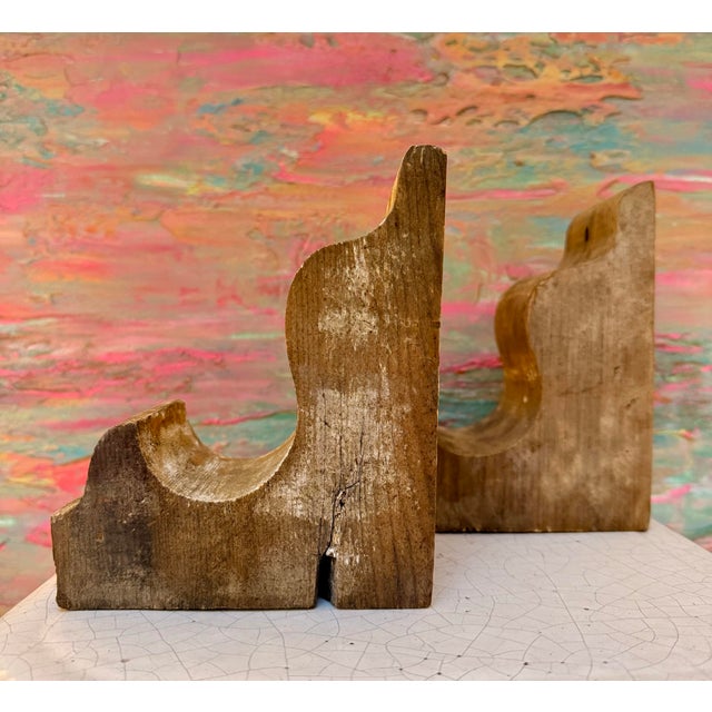 Shabby Chic Antique Cypress Architectural Salvage Hand-Carved Wooden Corbels (A Pair) For Sale - Image 3 of 7