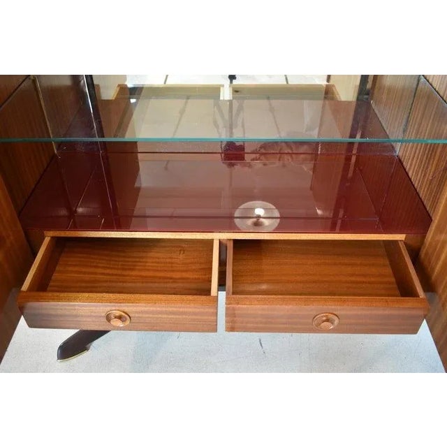 Chocolate Vintage Italian Walnut and Brass Bar Cabinet Attributed to Paolo Buffa, 1940s For Sale - Image 8 of 12