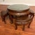 Vintage Carved Asian Hardwood Tea Table With Glass Top and Matching Nesting Stools For Sale - Image 9 of 18