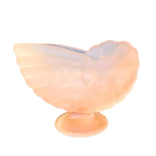 A pair of French Art Deco vases made of frosted glass, with a soft, translucent finish. A very pretty flower-shaped vase...