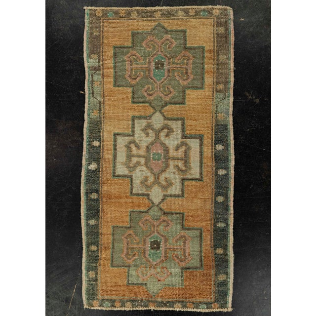 Brown Turkish Mini Rug Oriental Hand Knotted Vintage Rug 1'6" x 3'1" #21235 For Sale - Image 8 of 8