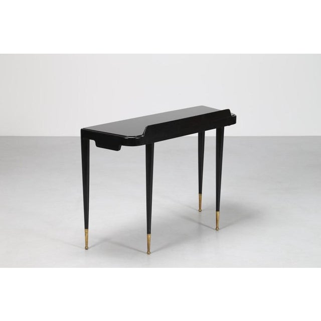 1950s Mid-Century Brass, Wood and Glass Console in the style of Gio Ponti, 1950s For Sale - Image 5 of 6