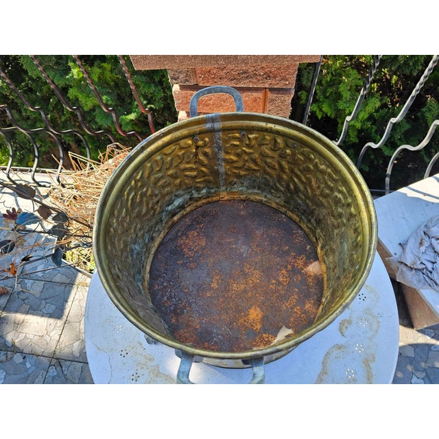 Art Deco Brass and Wood Fireplace Container, 1940s For Sale - Image 3 of 5