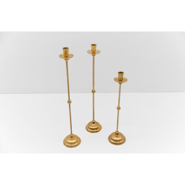 Mid-Century Modern Brass Candleholders, 1960s, Set of 3 For Sale - Image 11 of 11