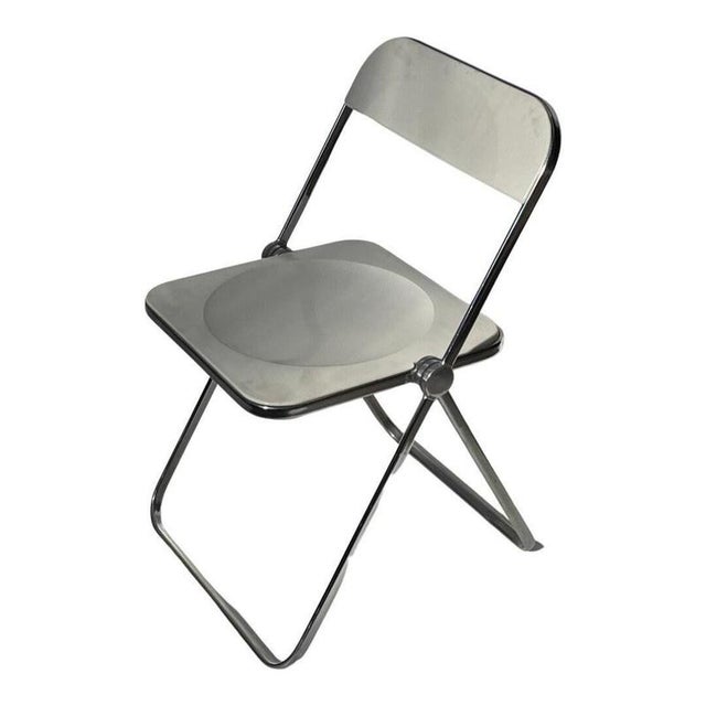 Plia Acrylic Folding Chair with White Seat & Chrome Frame by Giancarlo Piretti for Castelli For Sale - Image 3 of 10