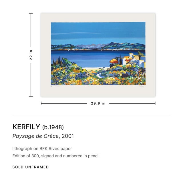 Post Impressionist 2001 Kerfily Paysage De Grèce Signed Lithograph For Sale - Image 3 of 3