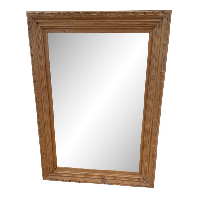 Hand Carved Wood Mirror. For Sale