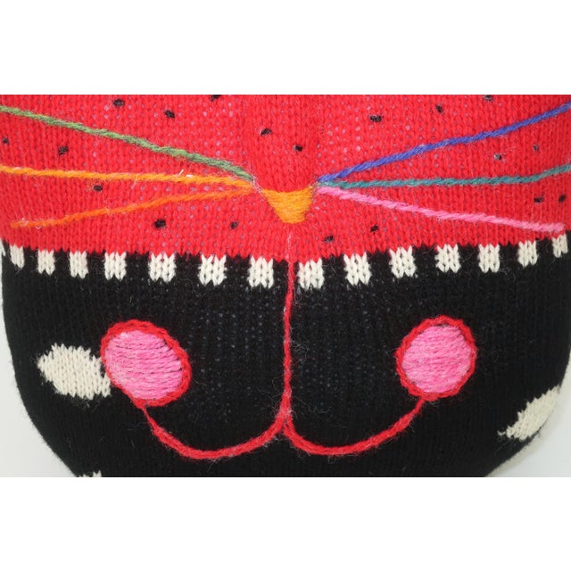 Mid-Century Modern Wool Postmodern Cat Pillow, 1980's For Sale - Image 3 of 12