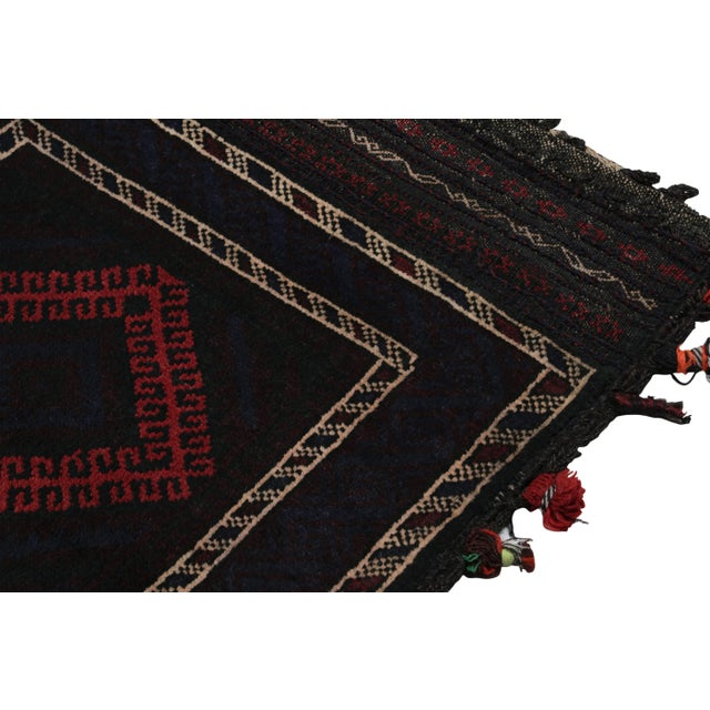 Rug & Kilim’s Baluch Scatter Rug in Dark Purple, Red and Blue Geometric Patterns For Sale In New York - Image 6 of 8