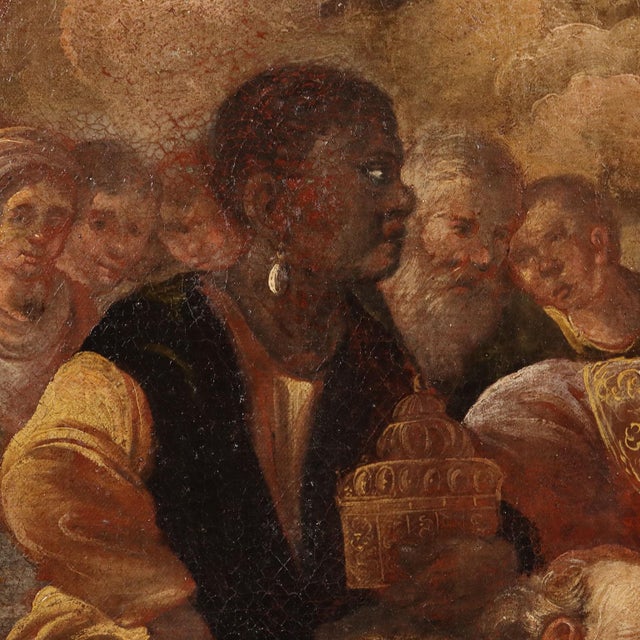 Italian Artist, The Adoration of the 3 Wise Men, 1600s, Oil on Canvas For Sale - Image 5 of 12