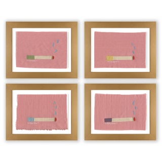 Maureen, Phyllis, Colette, and Angelique Cigarette Pack by Willa Heart in Gold Frame, Set of 4 Mini Art Prints For Sale