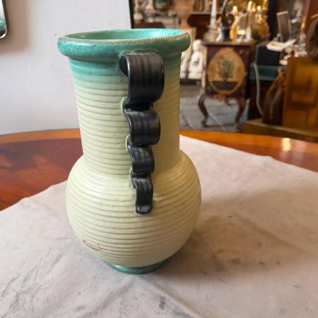 1930s Art Deco Hand Painted, Air Brushed Italian Futurist Ceramic Vase by Deruta For Sale - Image 15 of 15