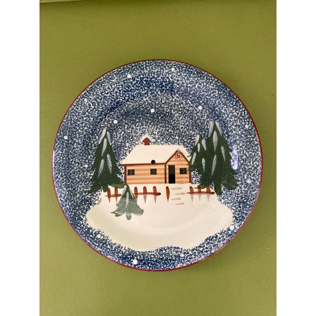 1980s 1980s Cook’s Bazaar Gourmet Collection 2-Tiered Serving Tray “Holly Mountain Lodge” Pattern For Sale - Image 5 of 11