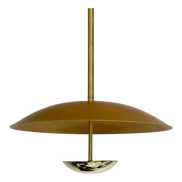 Handmade Brass Pendant With Indian Gold Color Shade Light Fixture For Sale