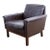 1960s Mid Century Danish Modern Lounge Chair Brown Leather Armchair Denmark Wood Frame For Sale