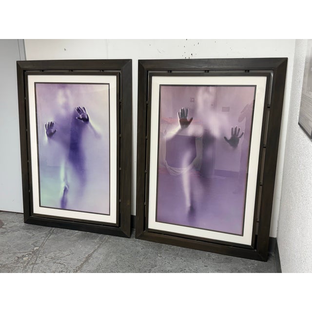 Design Plus Gallery presents a Pair of Contemporary Male + Female Blurred Figural Prints. They depict blurred human...