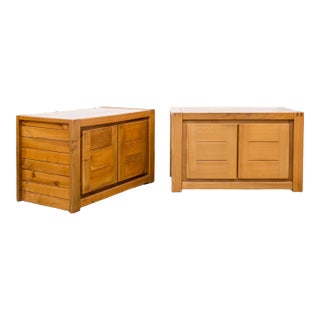 1970s Maison Regain Brutalist Elm Wood Cupboards - a Pair For Sale