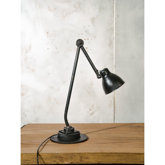 Industrial Two-Arm Machine Lamp on Brake Disc Base from Philips, Netherlands, 1940s For Sale - Image 16 of 16