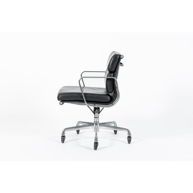 Herman Miller Eames for Herman Miller Black Leather Desk Chair Soft Pad 2000s For Sale - Image 4 of 12