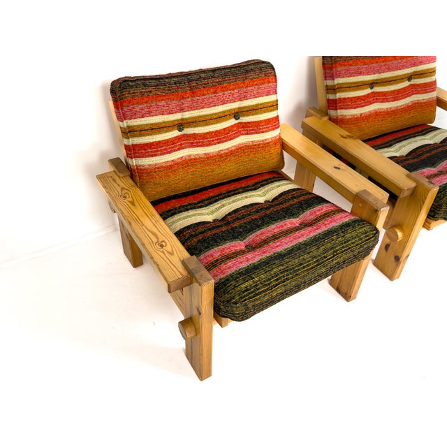 Wood Ramo Pine Lounge Chairs by Yngve Ekström for Swedese, 1970s, Set of 2 For Sale - Image 7 of 8