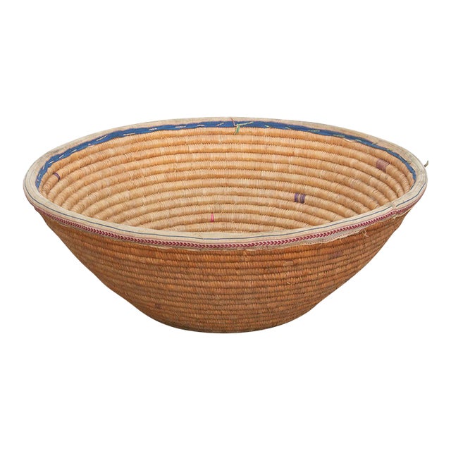 Mid 20th Century Finely Coiled Harvest Basket For Sale