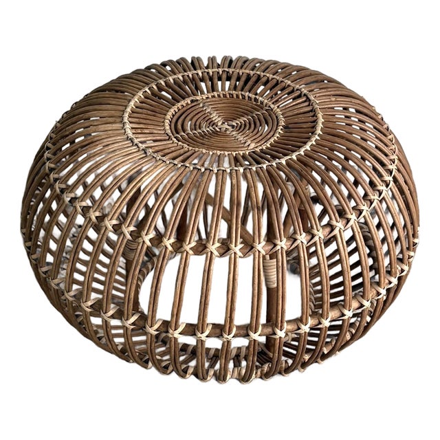 Franco Albini Midcentury Rattan Lobster Pot Ottoman / Stool For Sale